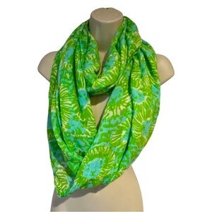 Lilly Pulitzer Lime Green and Blue Rayon Infinity Loop‎ Scarf One Size
